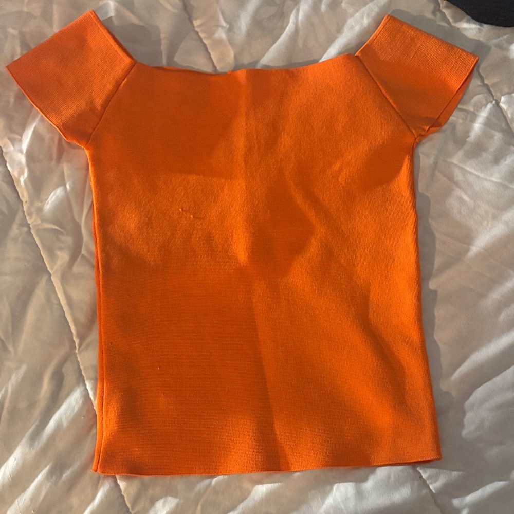 Vibrant Orange Short Sleeve Women's Top